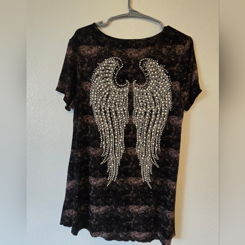 Vocal Angel Wing Bling Top Sz L